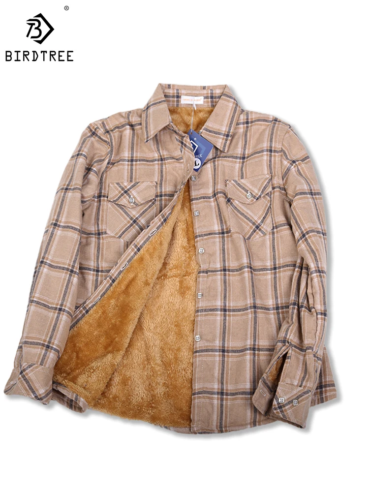 Velvet Thick Warm Women's Plaid Shirt, Female Long Sleeve Tops, M-5XL Winter Fleece Casual Check Blouse, Autumn Clothes T77710A