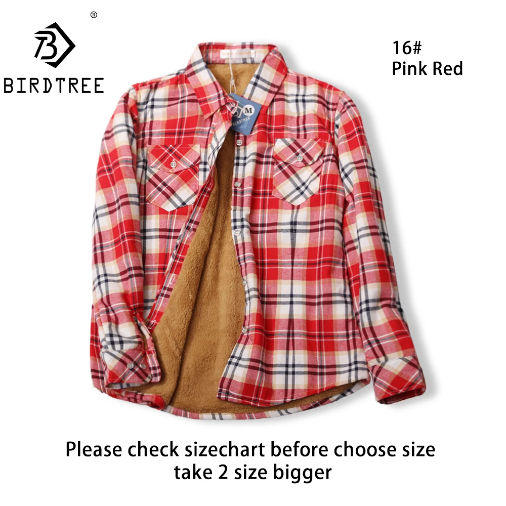 Velvet Thick Warm Women's Plaid Shirt, Female Long Sleeve Tops, M-5XL Winter Fleece Casual Check Blouse, Autumn Clothes T77710A