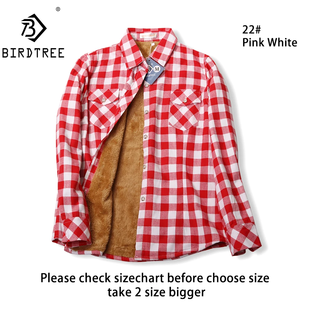 Velvet Thick Warm Women's Plaid Shirt, Female Long Sleeve Tops, M-5XL Winter Fleece Casual Check Blouse, Autumn Clothes T77710A