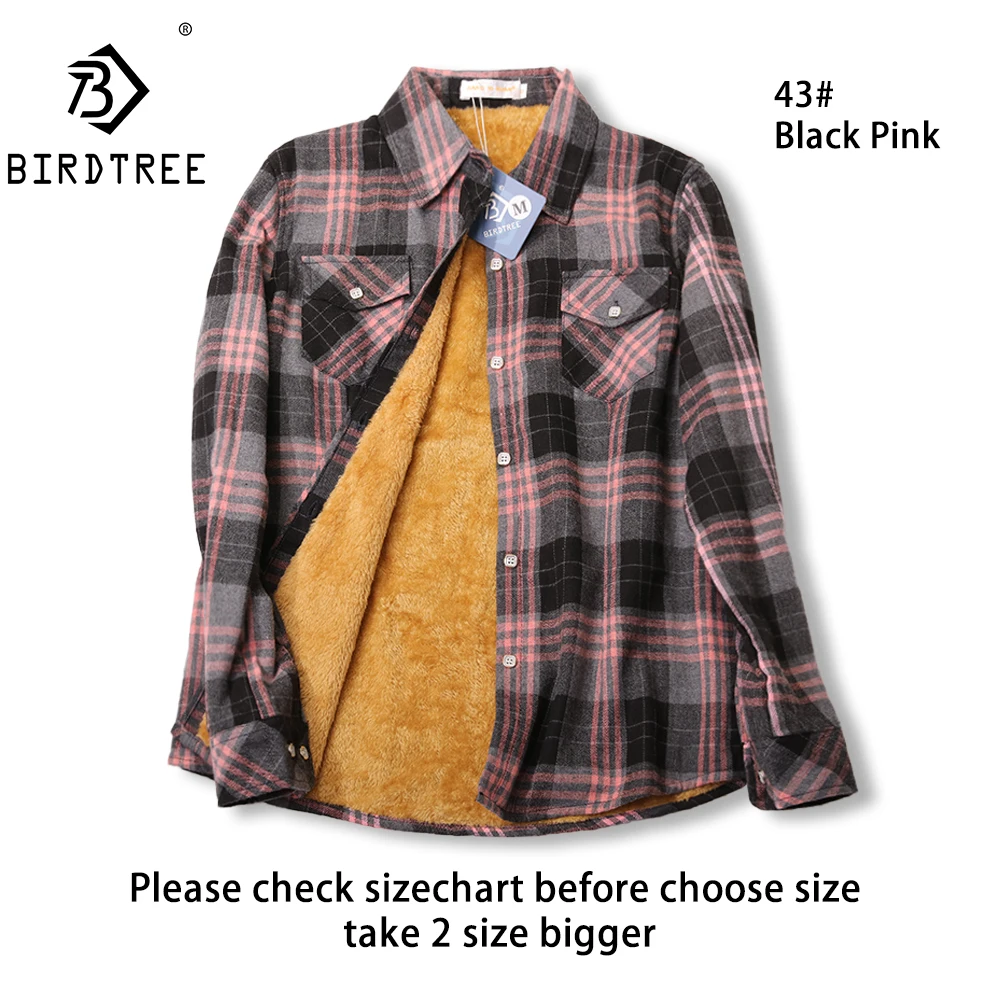 Velvet Thick Warm Women's Plaid Shirt, Female Long Sleeve Tops, M-5XL Winter Fleece Casual Check Blouse, Autumn Clothes T77710A