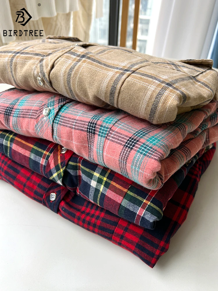 Velvet Thick Warm Women's Plaid Shirt, Female Long Sleeve Tops, M-5XL Winter Fleece Casual Check Blouse, Autumn Clothes T77710A