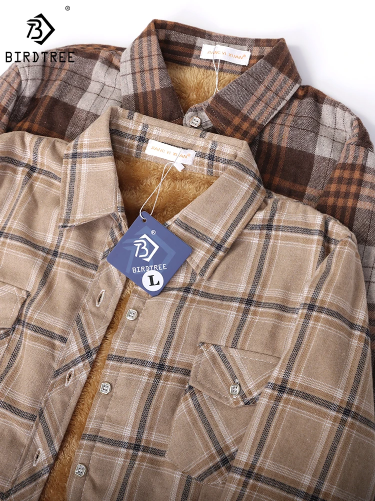 Velvet Thick Warm Women's Plaid Shirt, Female Long Sleeve Tops, M-5XL Winter Fleece Casual Check Blouse, Autumn Clothes T77710A