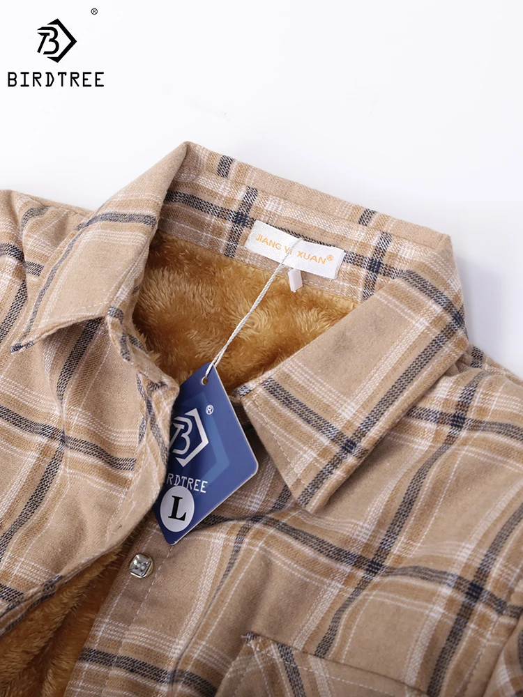 Velvet Thick Warm Women's Plaid Shirt, Female Long Sleeve Tops, M-5XL Winter Fleece Casual Check Blouse, Autumn Clothes T77710A