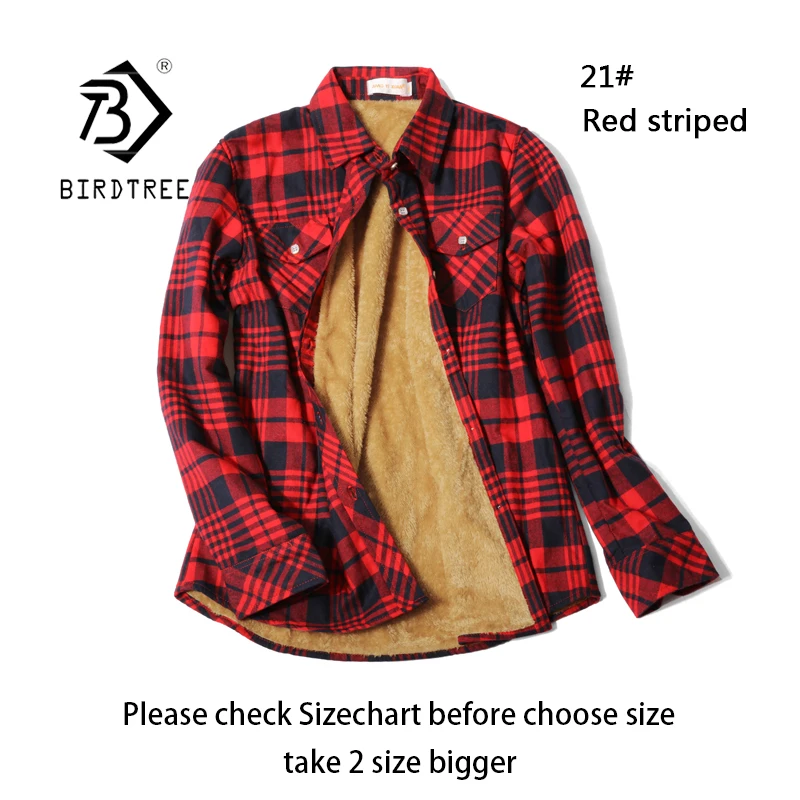 Velvet Thick Warm Women's Plaid Shirt, Female Long Sleeve Tops, M-5XL Winter Fleece Casual Check Blouse, Autumn Clothes T77710A
