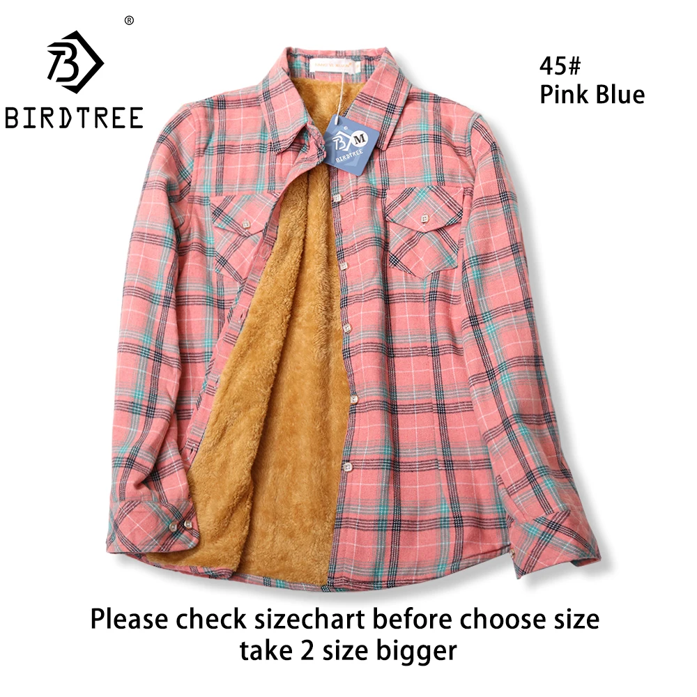 Velvet Thick Warm Women's Plaid Shirt, Female Long Sleeve Tops, M-5XL Winter Fleece Casual Check Blouse, Autumn Clothes T77710A