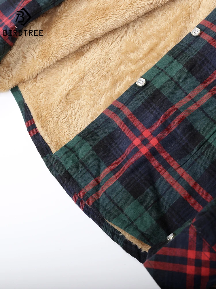 Velvet Thick Warm Women's Plaid Shirt, Female Long Sleeve Tops, M-5XL Winter Fleece Casual Check Blouse, Autumn Clothes T77710A