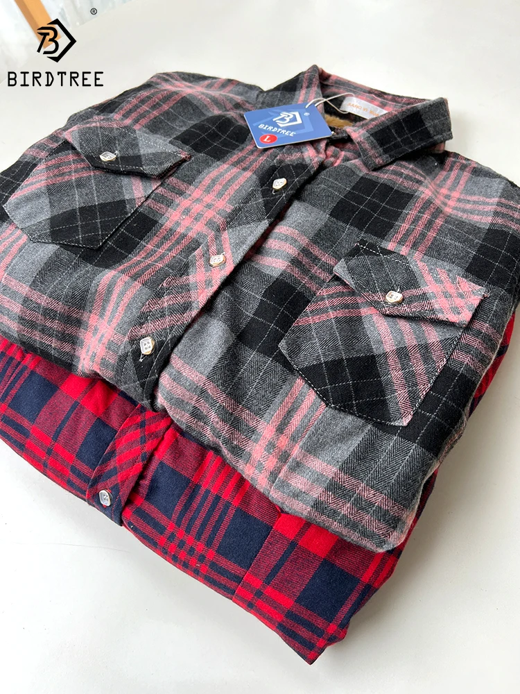 Velvet Thick Warm Women's Plaid Shirt, Female Long Sleeve Tops, M-5XL Winter Fleece Casual Check Blouse, Autumn Clothes T77710A