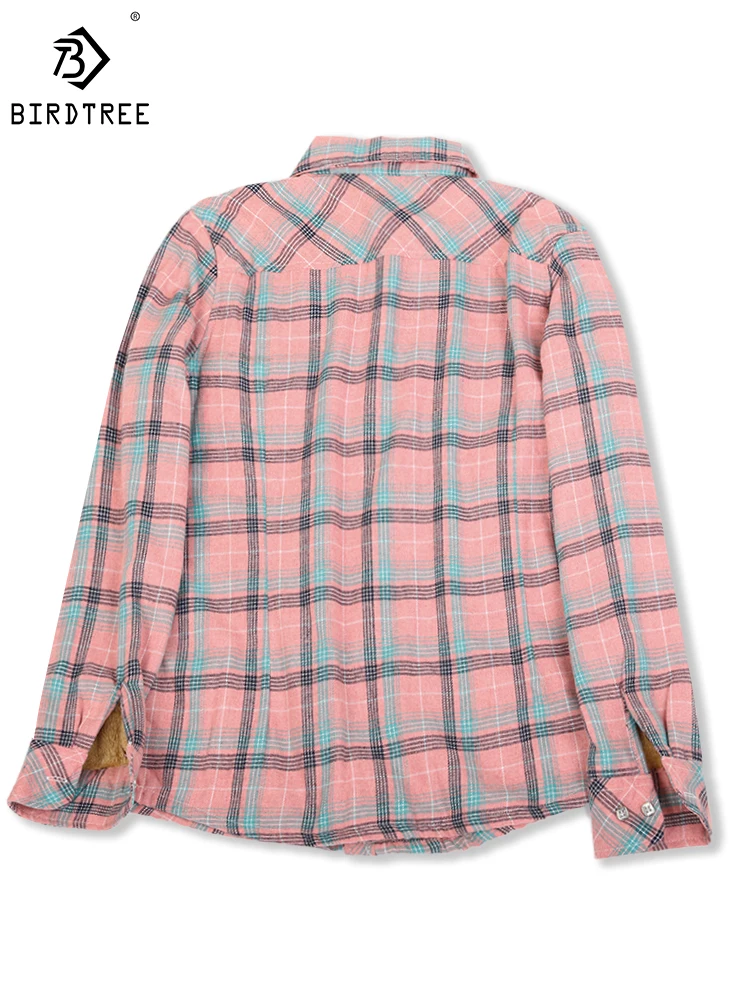Velvet Thick Warm Women's Plaid Shirt, Female Long Sleeve Tops, M-5XL Winter Fleece Casual Check Blouse, Autumn Clothes T77710A