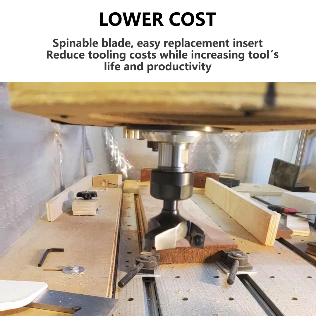 Dreanique 3-Flute Wood Planer Bit 35mm 60mm Cutting Diameter 8mm 12mm Shank Spoilboard Surfacing Router Bit Insert Carbide Slab