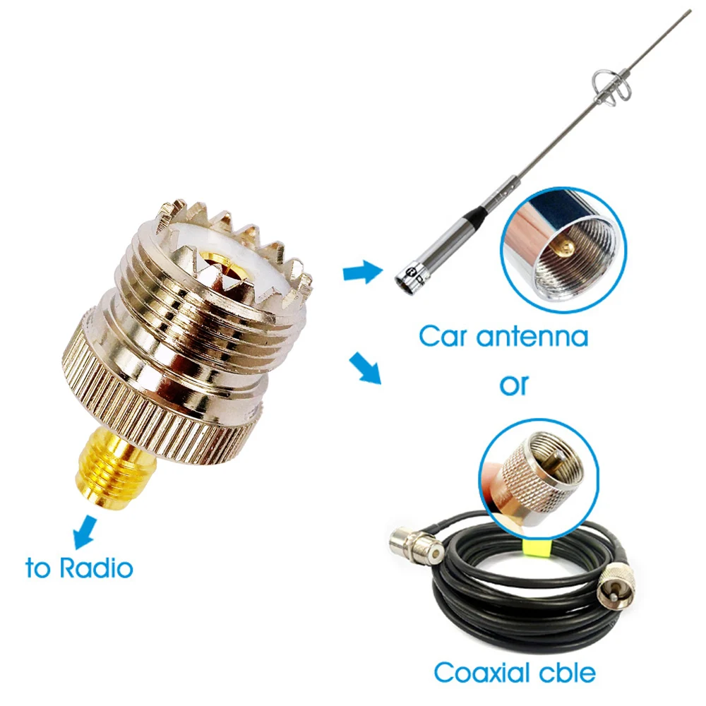 UHF to SMA Connector SO239 PL259 UHF Female to SMA Female Jack RF Coaxial Coax Adapter For Car Radio Antenna