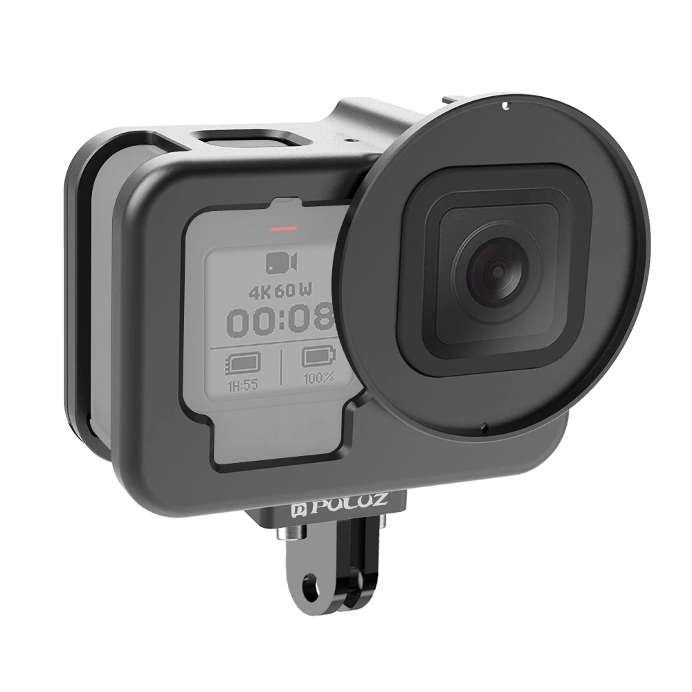 PULUZ for GoPro HERO13 12 11 10 9 Black Housing Shell CNC Aluminum Alloy Protective Cage with Insurance Frame & 52mm UV Lens
