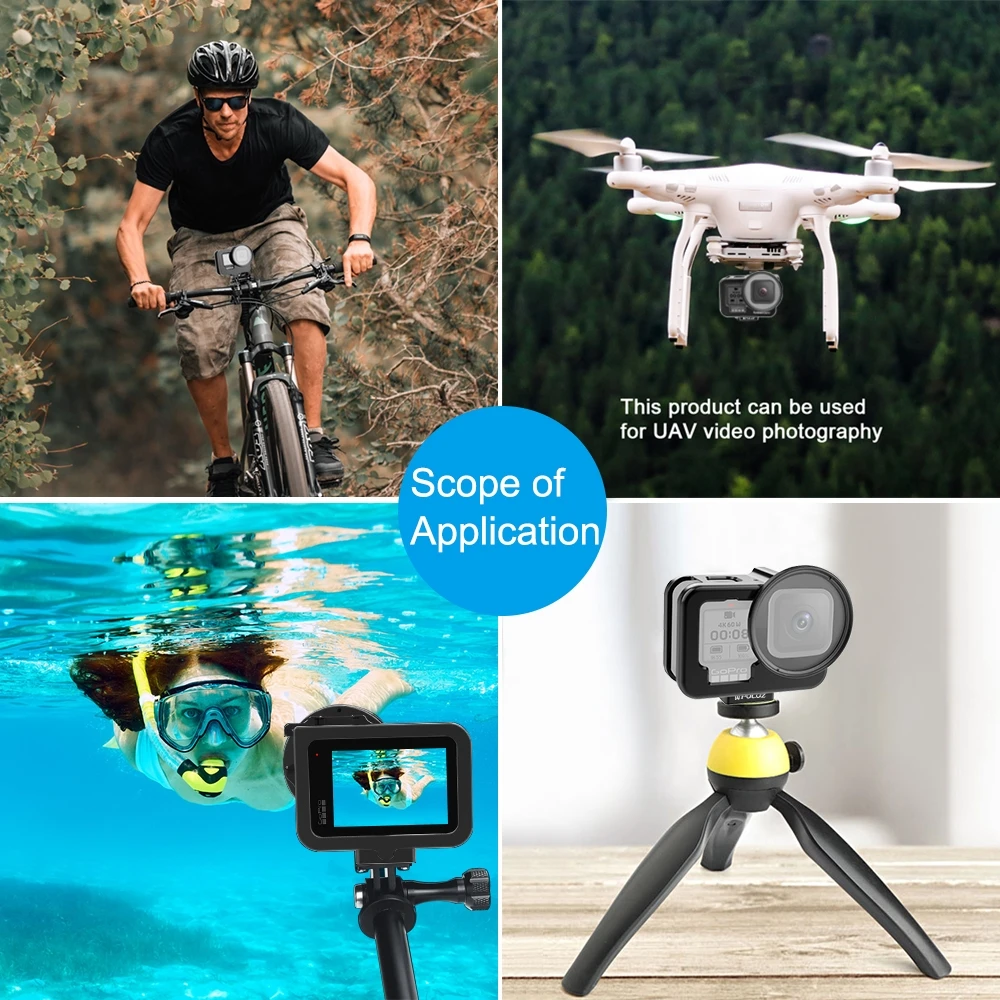 PULUZ for GoPro HERO13 12 11 10 9 Black Housing Shell CNC Aluminum Alloy Protective Cage with Insurance Frame & 52mm UV Lens