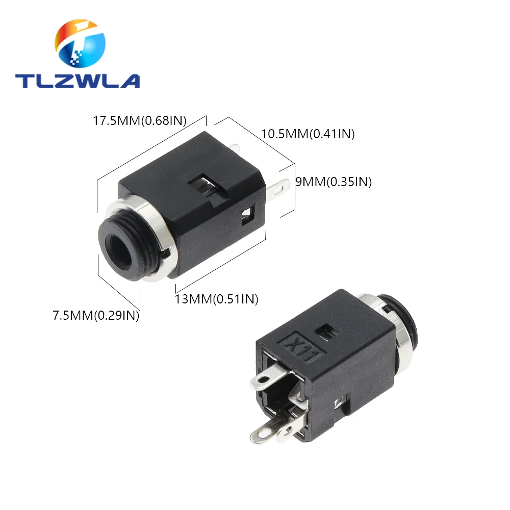 3.5MM Vertical socket 3Pin Stereo Female Socket Jack with Screw 3.5 Audio PJ-341 2 Poles Earphone Hole