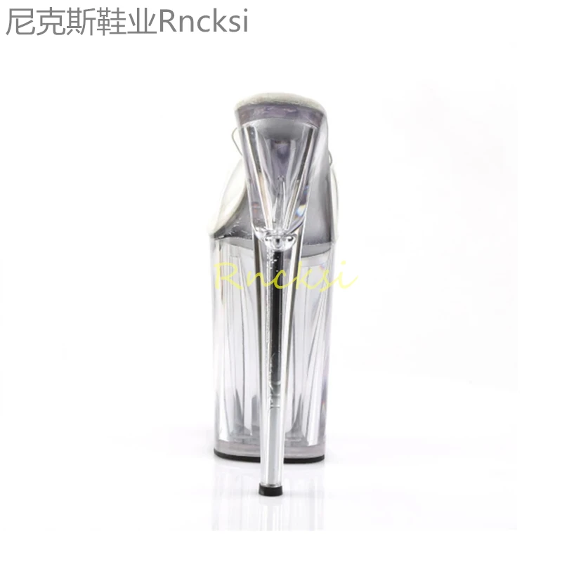 23cm Joker high-heeled toe-leaking fashion stiletto with stylish transparent bottom super high-heeled fishmouth sandals women