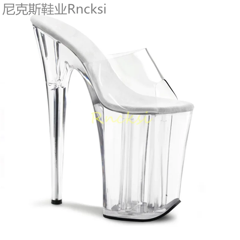 23cm Joker high-heeled toe-leaking fashion stiletto with stylish transparent bottom super high-heeled fishmouth sandals women