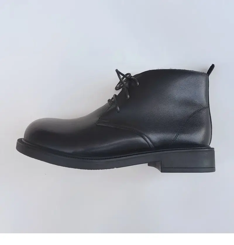 Winter Leather Sheepskin Fur Integrated Wide Toe Woman Short Boots Wool Non-slip Snow Boots Cotton Boots Ankle Women's Shoes