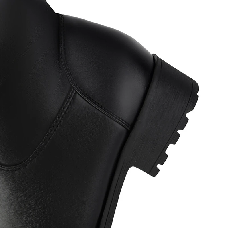 ASILETO New Winter Autumn Over Knee Boots 3.5cm Square Heel Round Toe Leather Thigh High Fashion Big Size 45 46 47 48 US17