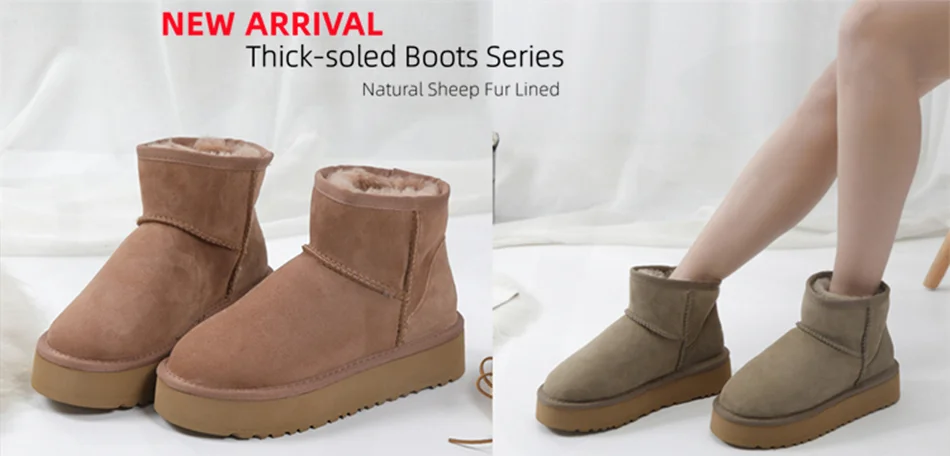 KZZO Australia Classic Sheepskin Snow Boots With Zipper Women Winter Short Waterproof Leather Natural Wool Lined Ankle Warm Shoe