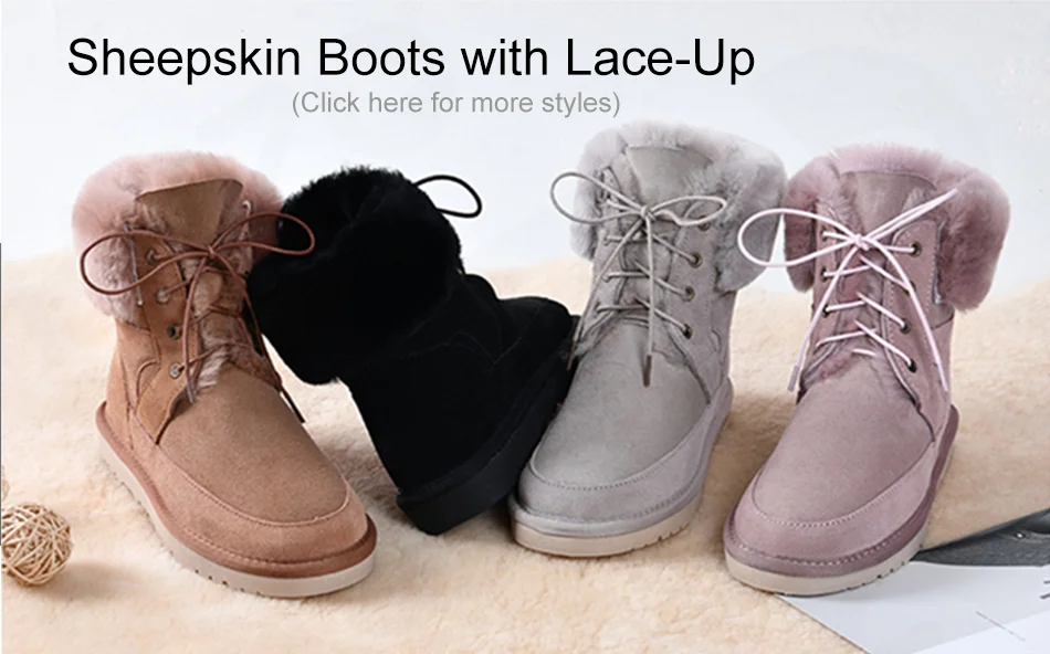 KZZO Australia Classic Sheepskin Snow Boots With Zipper Women Winter Short Waterproof Leather Natural Wool Lined Ankle Warm Shoe