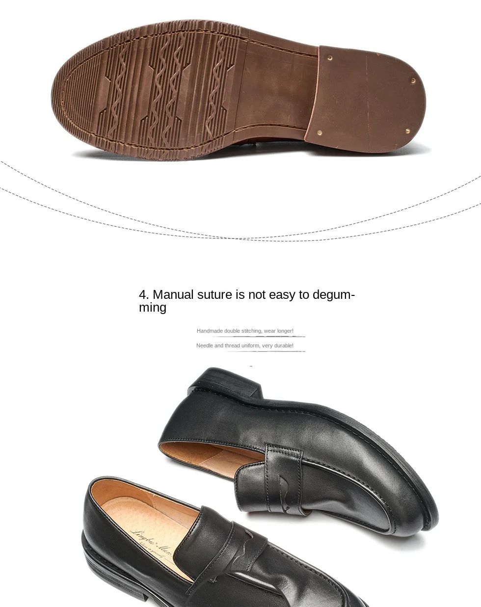 British Penny Loafers Top Layer Cowhide Bean Shoes Handmade Men's Loafers Casual Leather Shoes