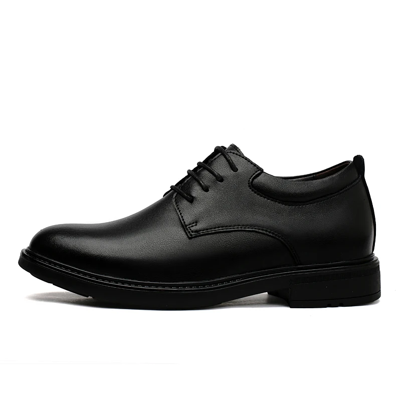 High End Brand Office Business Dress Shoes Men's Inner Height Shoes Thick Soled Simple Black Men's Genuine Leather Casual Shoes