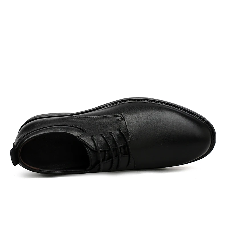 High End Brand Office Business Dress Shoes Men's Inner Height Shoes Thick Soled Simple Black Men's Genuine Leather Casual Shoes