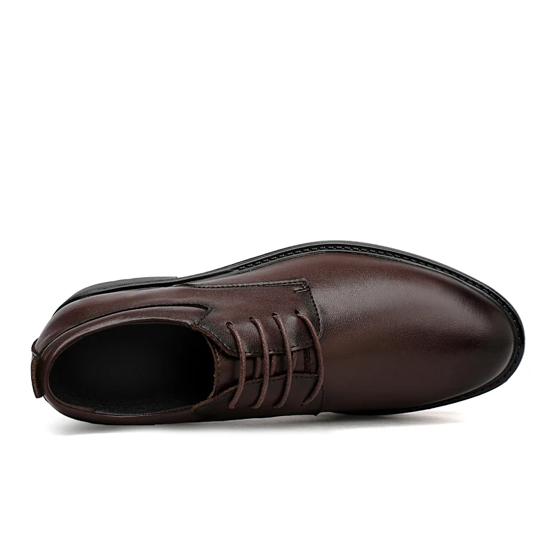 High End Brand Office Business Dress Shoes Men's Inner Height Shoes Thick Soled Simple Black Men's Genuine Leather Casual Shoes