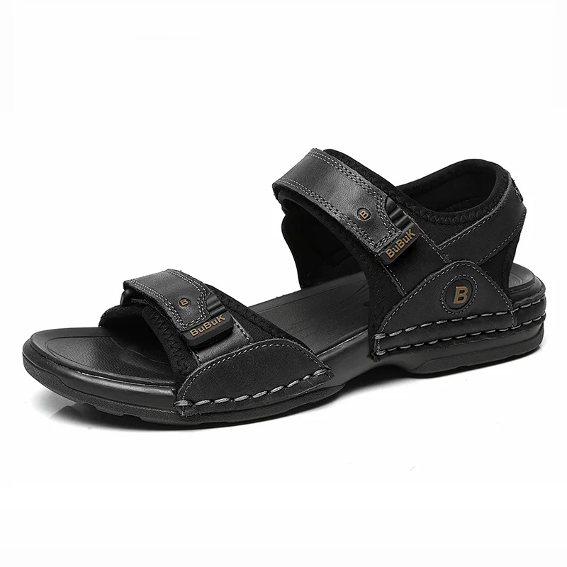 First-Layer Cowhide Men's Sports Sandals, Open-Toe Outdoor Non-Slip Sandals, Casual Men's Shoes, Outdoor Fashion Beach Shoes, Li