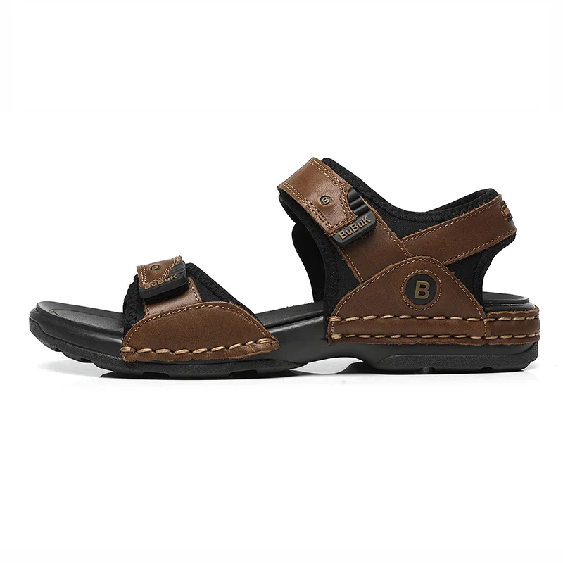 First-Layer Cowhide Men's Sports Sandals, Open-Toe Outdoor Non-Slip Sandals, Casual Men's Shoes, Outdoor Fashion Beach Shoes, Li