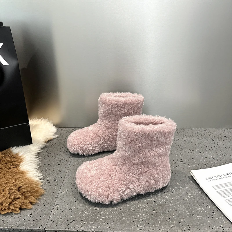AIIYUQI Women's Snow Boots With Invisible 8CM Height Increase 2026 Winter New Plush Short Boots Furry Warm Women's Ankle Boots