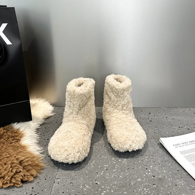 AIIYUQI Women's Snow Boots With Invisible 8CM Height Increase 2026 Winter New Plush Short Boots Furry Warm Women's Ankle Boots