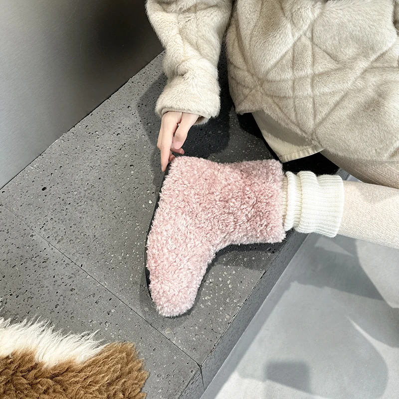 AIIYUQI Women's Snow Boots With Invisible 8CM Height Increase 2026 Winter New Plush Short Boots Furry Warm Women's Ankle Boots