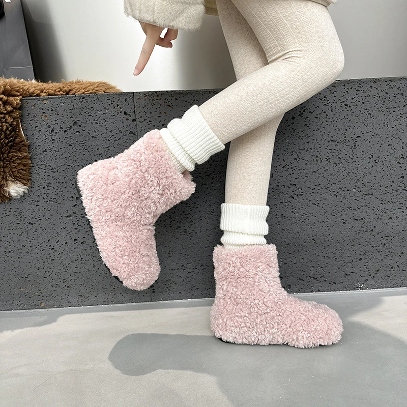AIIYUQI Women's Snow Boots With Invisible 8CM Height Increase 2026 Winter New Plush Short Boots Furry Warm Women's Ankle Boots