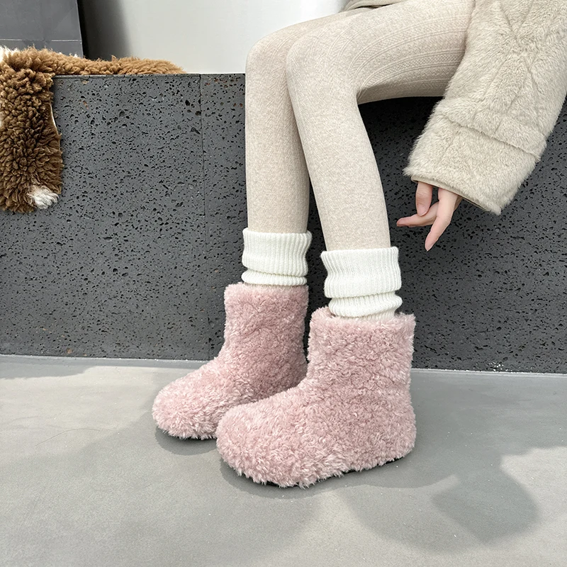 AIIYUQI Women's Snow Boots With Invisible 8CM Height Increase 2026 Winter New Plush Short Boots Furry Warm Women's Ankle Boots