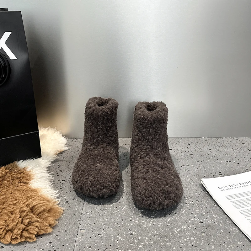 AIIYUQI Women's Snow Boots With Invisible 8CM Height Increase 2026 Winter New Plush Short Boots Furry Warm Women's Ankle Boots