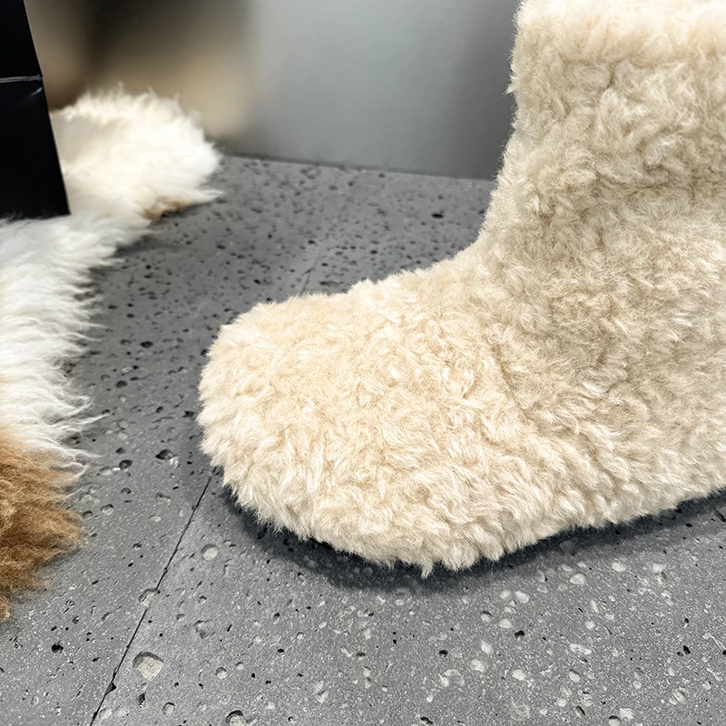 AIIYUQI Women's Snow Boots With Invisible 8CM Height Increase 2026 Winter New Plush Short Boots Furry Warm Women's Ankle Boots