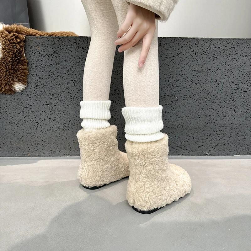 AIIYUQI Women's Snow Boots With Invisible 8CM Height Increase 2026 Winter New Plush Short Boots Furry Warm Women's Ankle Boots