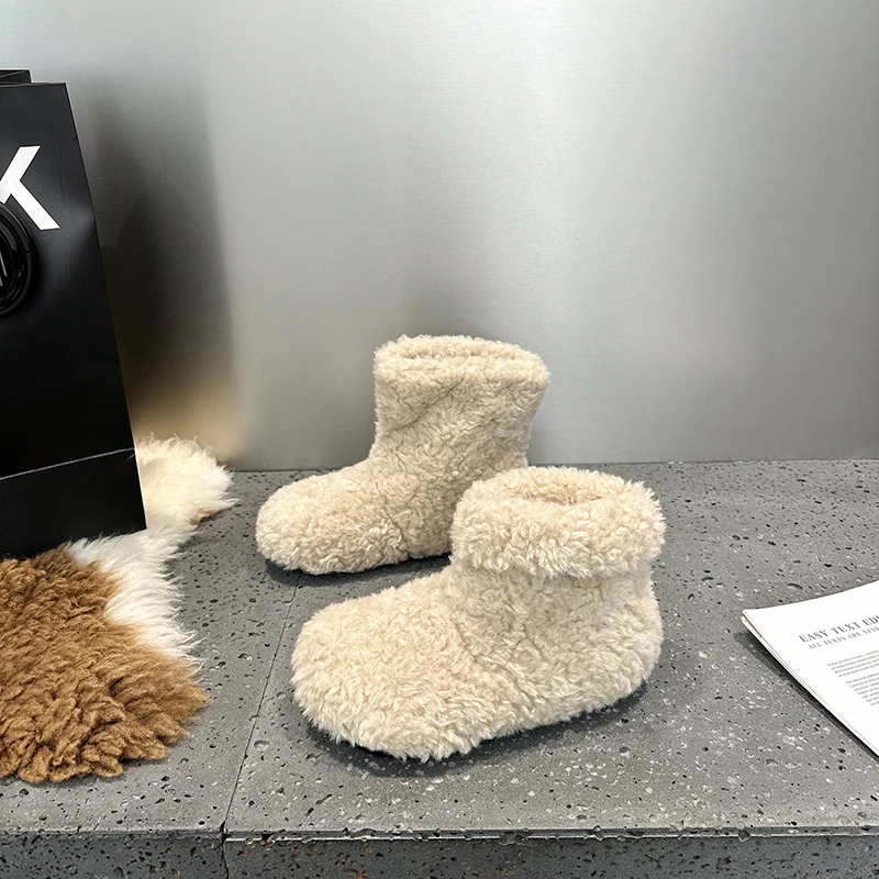 AIIYUQI Women's Snow Boots With Invisible 8CM Height Increase 2026 Winter New Plush Short Boots Furry Warm Women's Ankle Boots