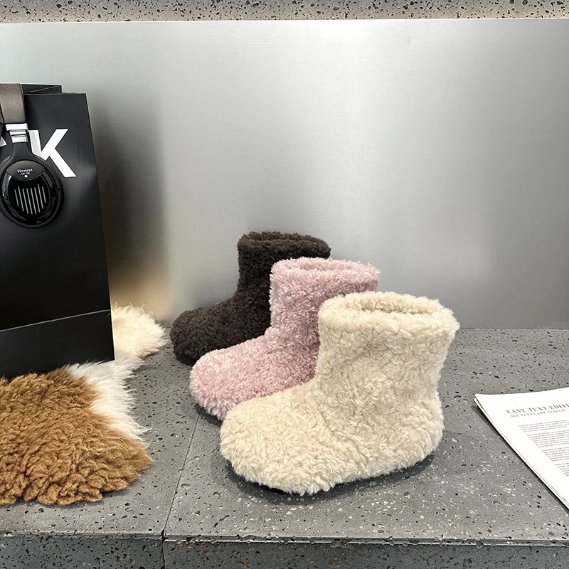 AIIYUQI Women's Snow Boots With Invisible 8CM Height Increase 2026 Winter New Plush Short Boots Furry Warm Women's Ankle Boots