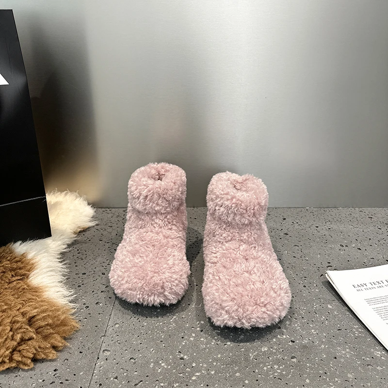 AIIYUQI Women's Snow Boots With Invisible 8CM Height Increase 2026 Winter New Plush Short Boots Furry Warm Women's Ankle Boots