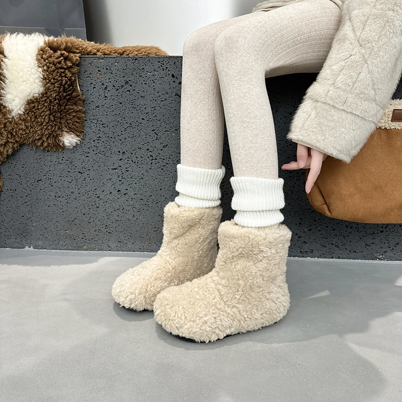 AIIYUQI Women's Snow Boots With Invisible 8CM Height Increase 2026 Winter New Plush Short Boots Furry Warm Women's Ankle Boots
