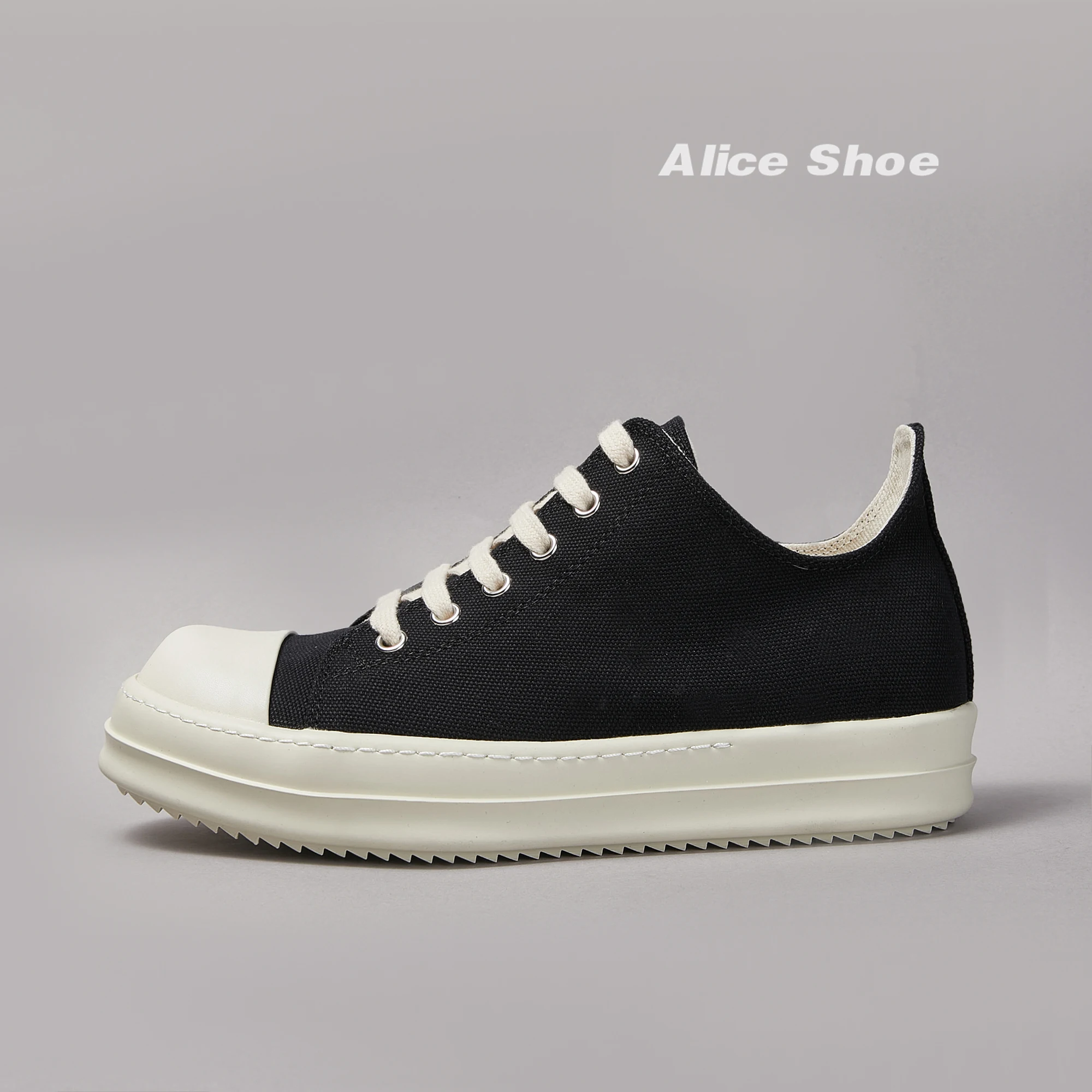 Brand Men Shoe Canvas Low Top Women Sneaker Quality Black Lace Up Designer Luxury Punk Trainer Street Platform Casual Flat Shoe