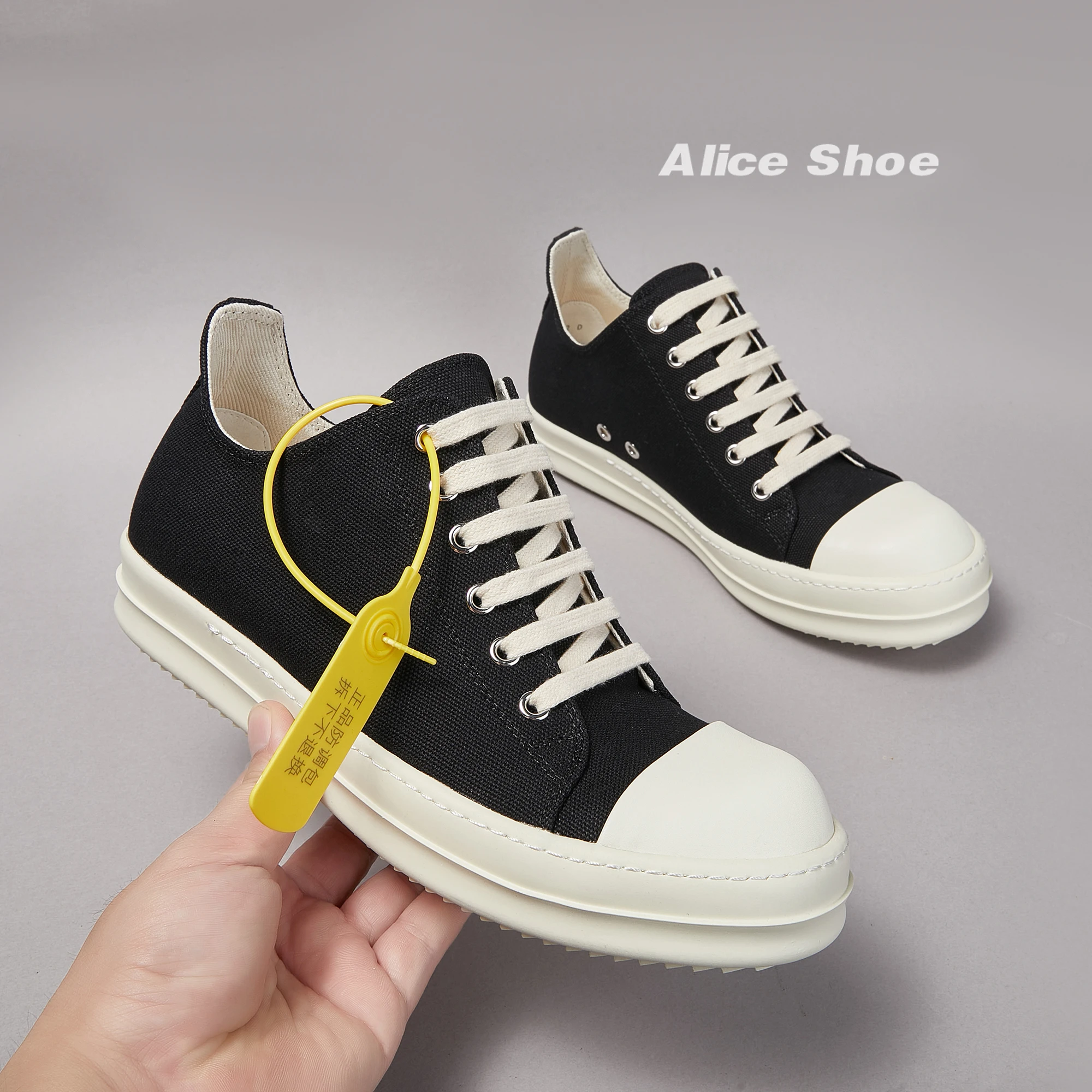Brand Men Shoe Canvas Low Top Women Sneaker Quality Black Lace Up Designer Luxury Punk Trainer Street Platform Casual Flat Shoe