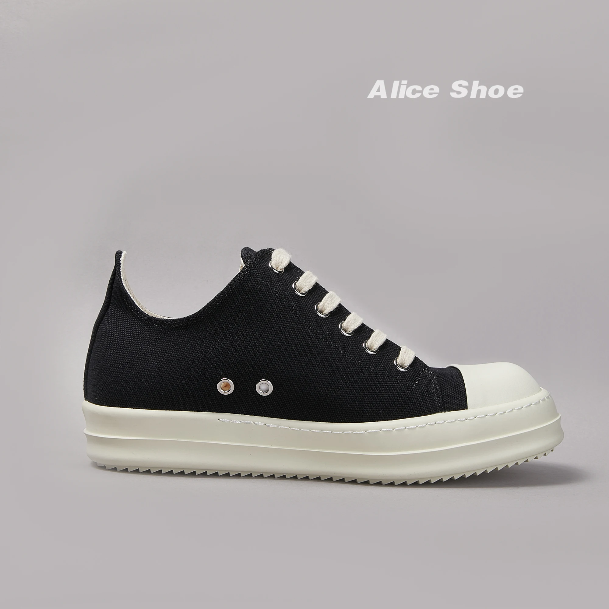Brand Men Shoe Canvas Low Top Women Sneaker Quality Black Lace Up Designer Luxury Punk Trainer Street Platform Casual Flat Shoe