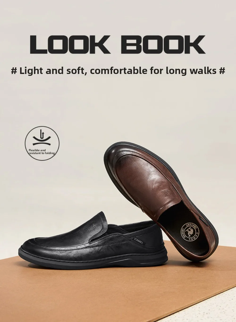 Golden Camel Men's Casual Shoes Comfortable Non-slip Leather Soft Sole Walking Flats 2026 New Men Business Lightweight Loafers