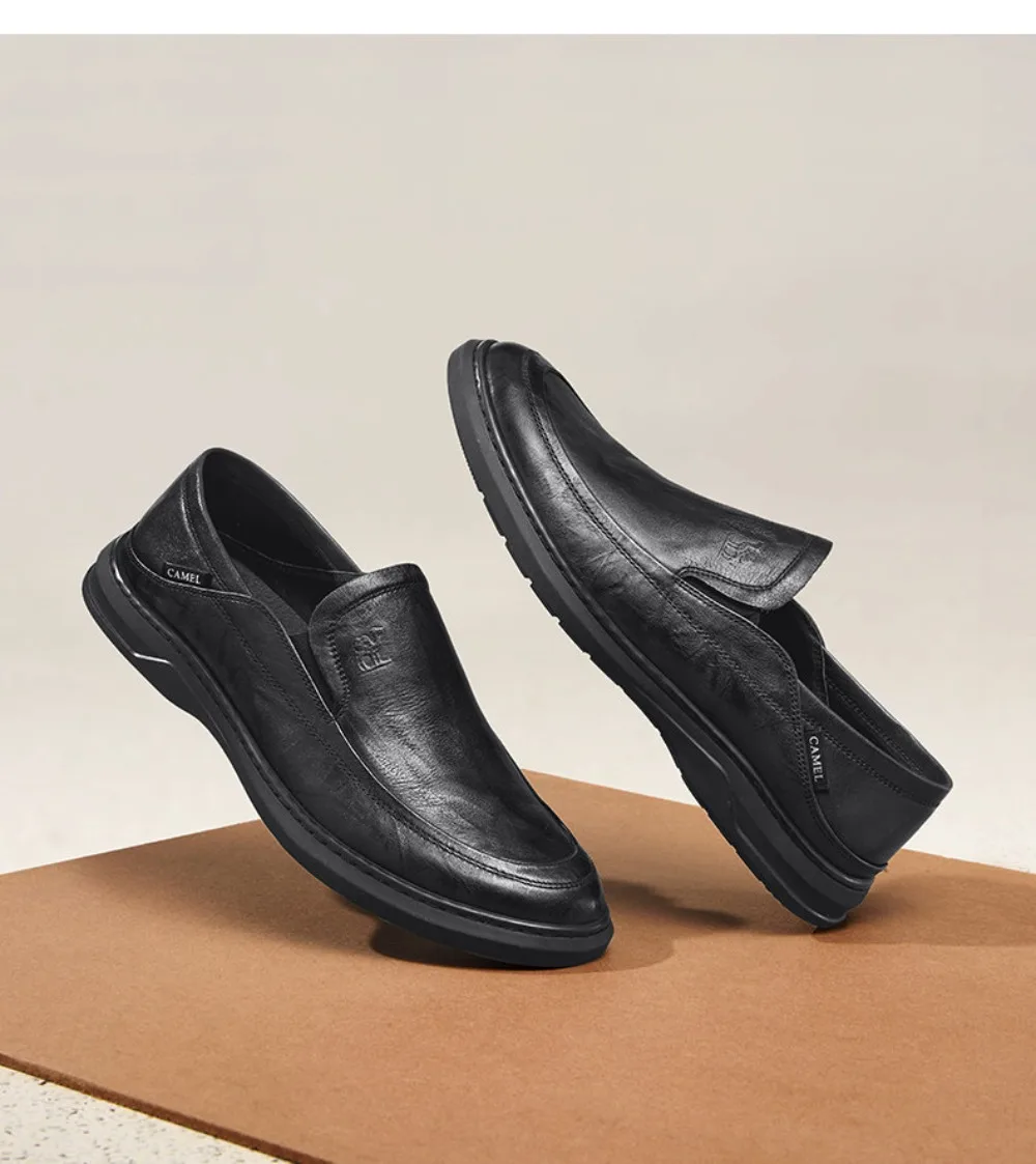 Golden Camel Men's Casual Shoes Comfortable Non-slip Leather Soft Sole Walking Flats 2026 New Men Business Lightweight Loafers