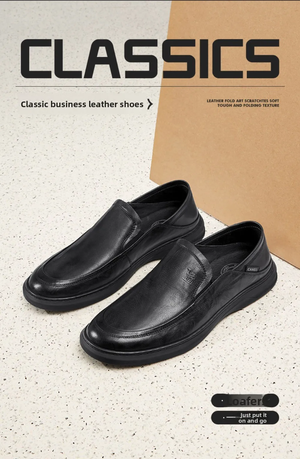 Golden Camel Men's Casual Shoes Comfortable Non-slip Leather Soft Sole Walking Flats 2026 New Men Business Lightweight Loafers