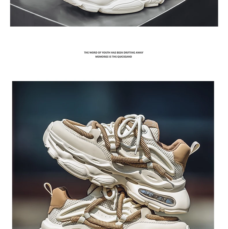 Men's Chunky Casual Sneakers Four Seasons Breathable Lightweight Outdoor Running Shoes Fashion Youth Soft-Sole Speed Sports Shoe