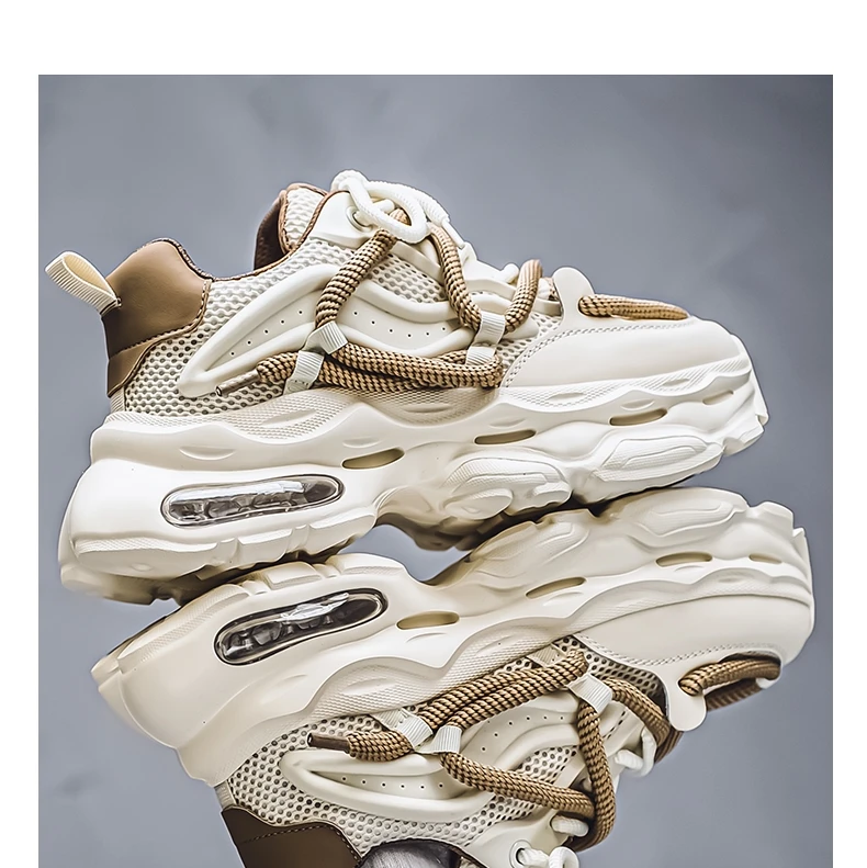 Men's Chunky Casual Sneakers Four Seasons Breathable Lightweight Outdoor Running Shoes Fashion Youth Soft-Sole Speed Sports Shoe