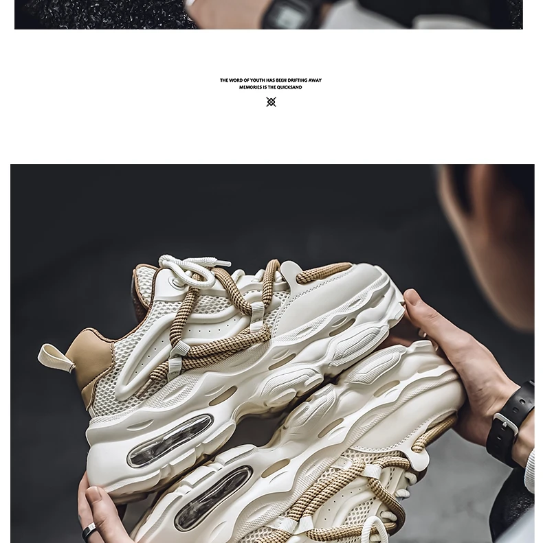 Men's Chunky Casual Sneakers Four Seasons Breathable Lightweight Outdoor Running Shoes Fashion Youth Soft-Sole Speed Sports Shoe